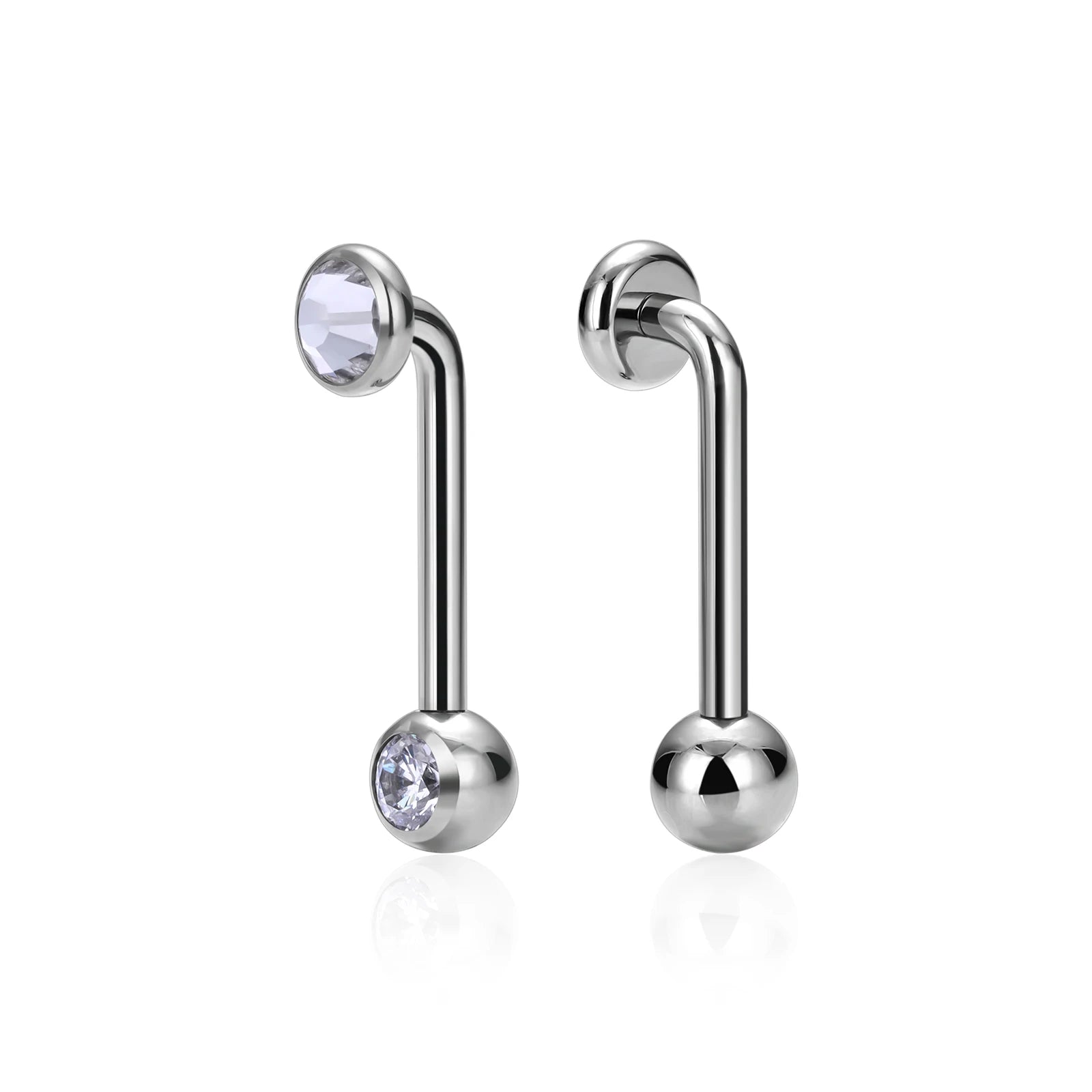 G23 Premium ASTM F-136 Titanium Silver Plated Punk Style Navel Piercing Ring Zircon Inlay Belly Button Body Jewelry Engagement