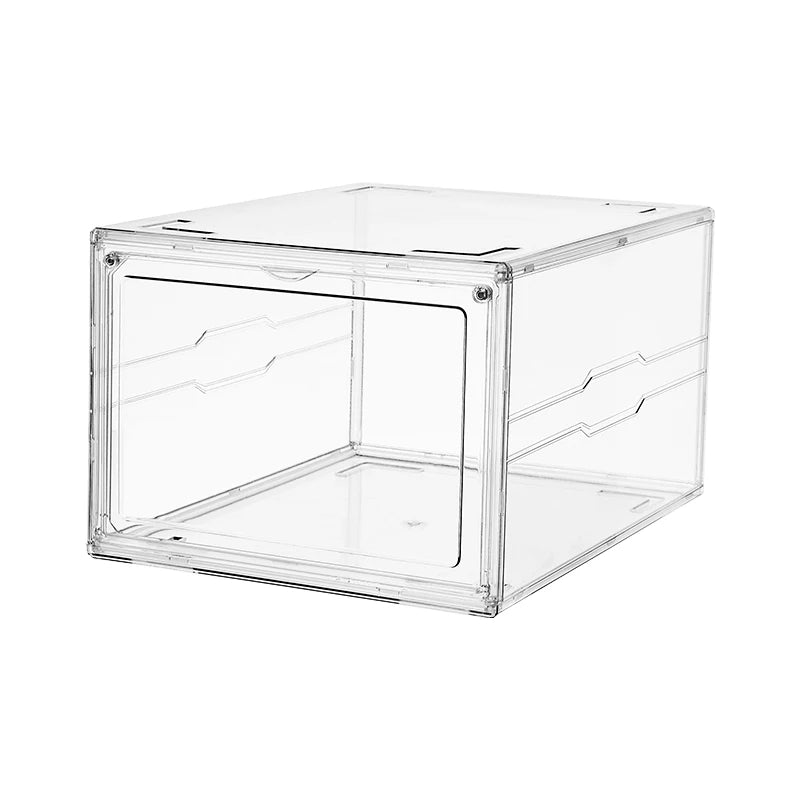 Wholesale Factory Outlets Rectangle Foldable Plastic Clear Injection Eco-Friendly Stackable Custom Sneaker Shoe Box Magnetic
