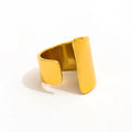 Joolim Jewelry 18K Gold Plated  Stainless Steel Chunky Gradient Band Open Ring for Women Tarnish Free
