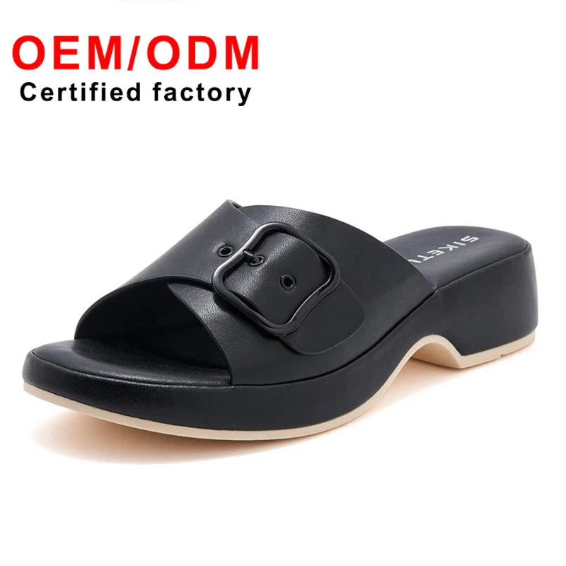 New Arrival Women's Summer Casual Metal Wedge Sandals Non-Slip Height-Increasing Breathable Anti-Slip Fashionable Outdoor Beach