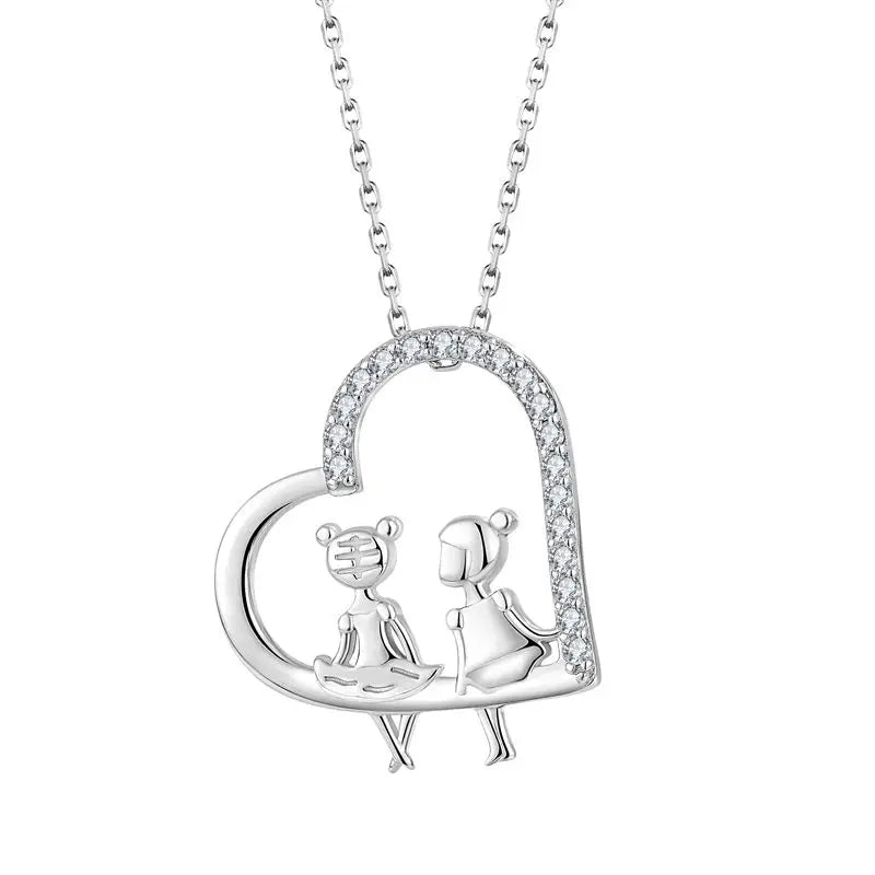 YH JEWELLERY New Fashion Heart Pendant Necklace Jewelry Necklace Wholesale Silver Plated Women's 925 Sterling Silver Zircon