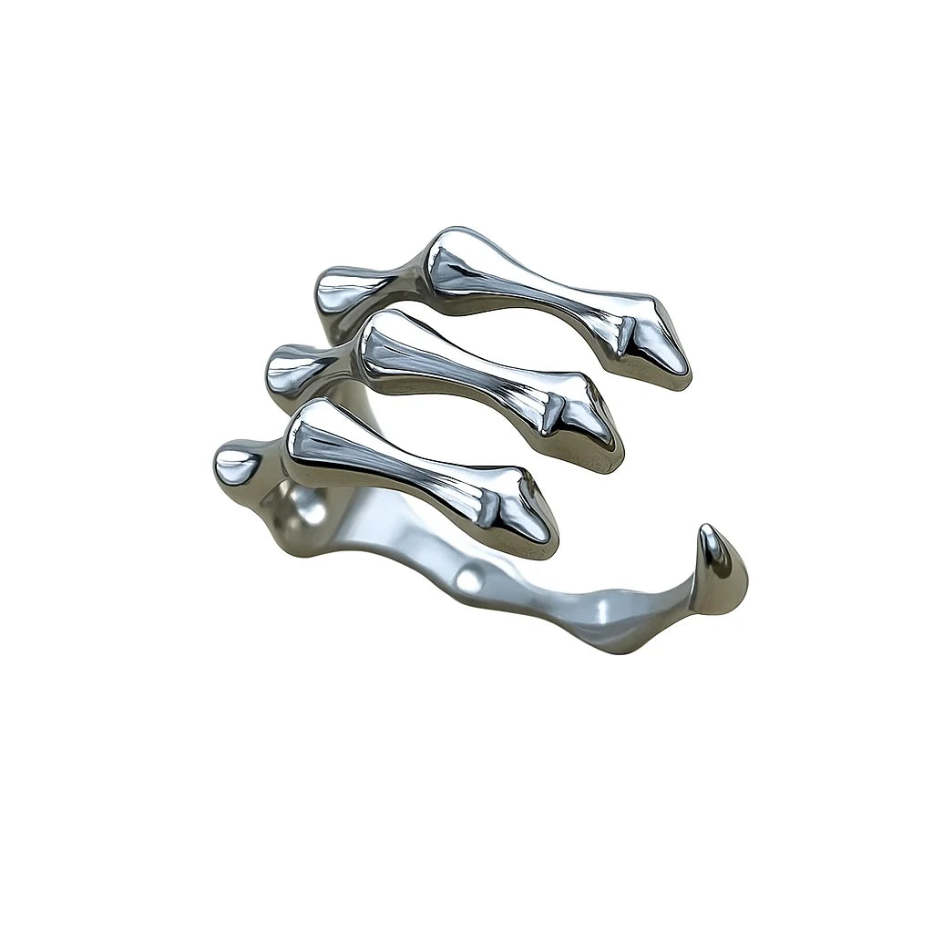 Stainless Steel Heart Shape Bone Claw Ring Platinum/Rose Gold Plated Polished Finish Verstellbarer Knochenklauenring Cincin
