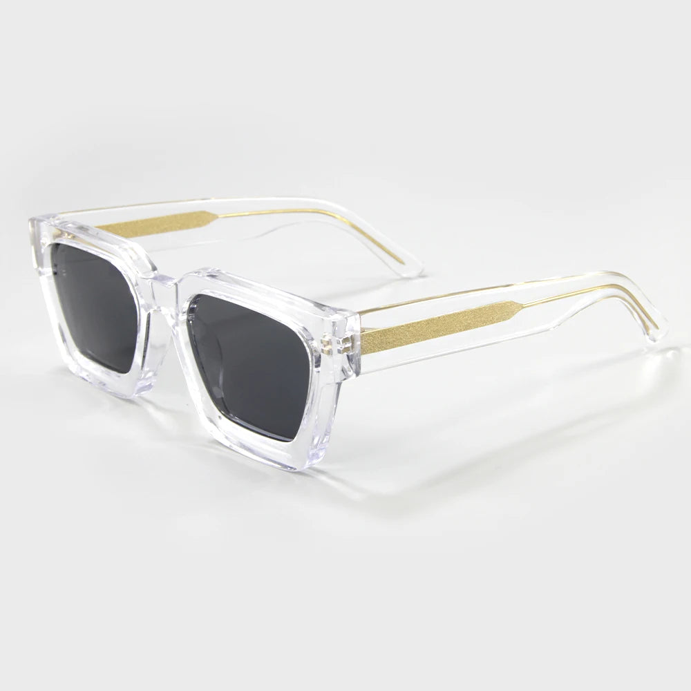 Bevel Acetate Frame Retro Rectangle Luxury Men Light Shade Hot Trending City Vision Fall Red Lens Sunglasses
