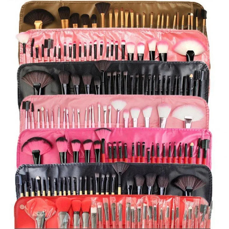 24pcs Professional Makeup Brush Set with Fan Brush Synthetic Hair Plastic Handle Beauty Tools for Face Concealer & Eyeshadow