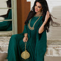 Muslim Fashion Solid Pleats Maxi Size Batwing Sleeve Long Dresses 2024 New Saudi Moroccan Women Kaftan Turkish Abayas
