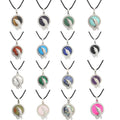 Natural Gemstone Silver Snake Pendant Necklace for Women Men  18Inch Black Leather Healing Crystal Jewelry