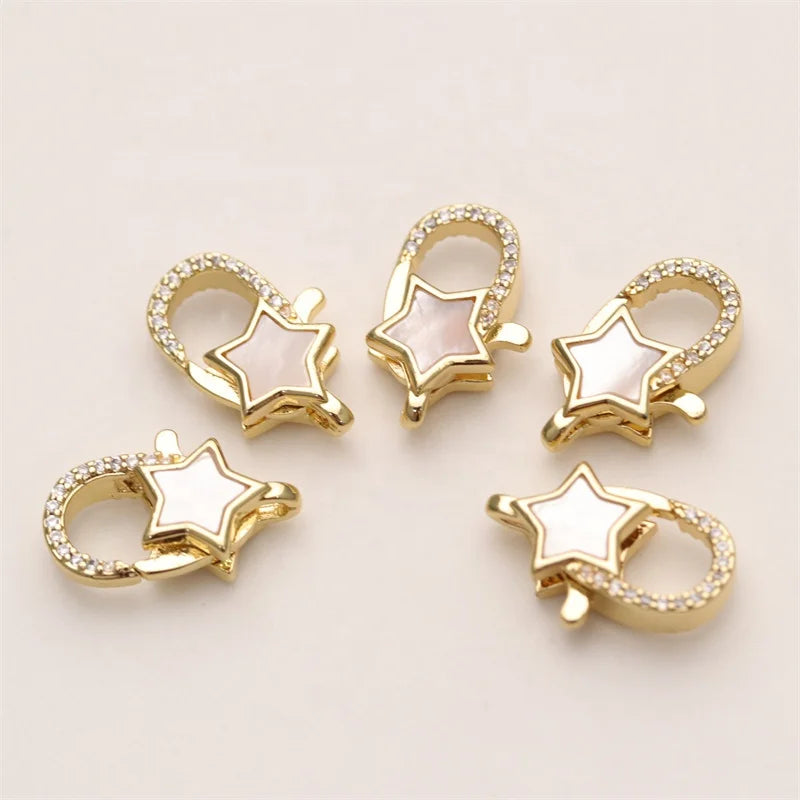 Cute Gold Plated Shell Star Clasp Gold Color Charm Jewelry Diy Necklace/Bracelet Accessories Tengyue Brand