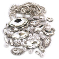 White Horse Eye Mix Size Crystal Glass Sew-on Rhinestones+pearl+cup Chain 50pcs/bag