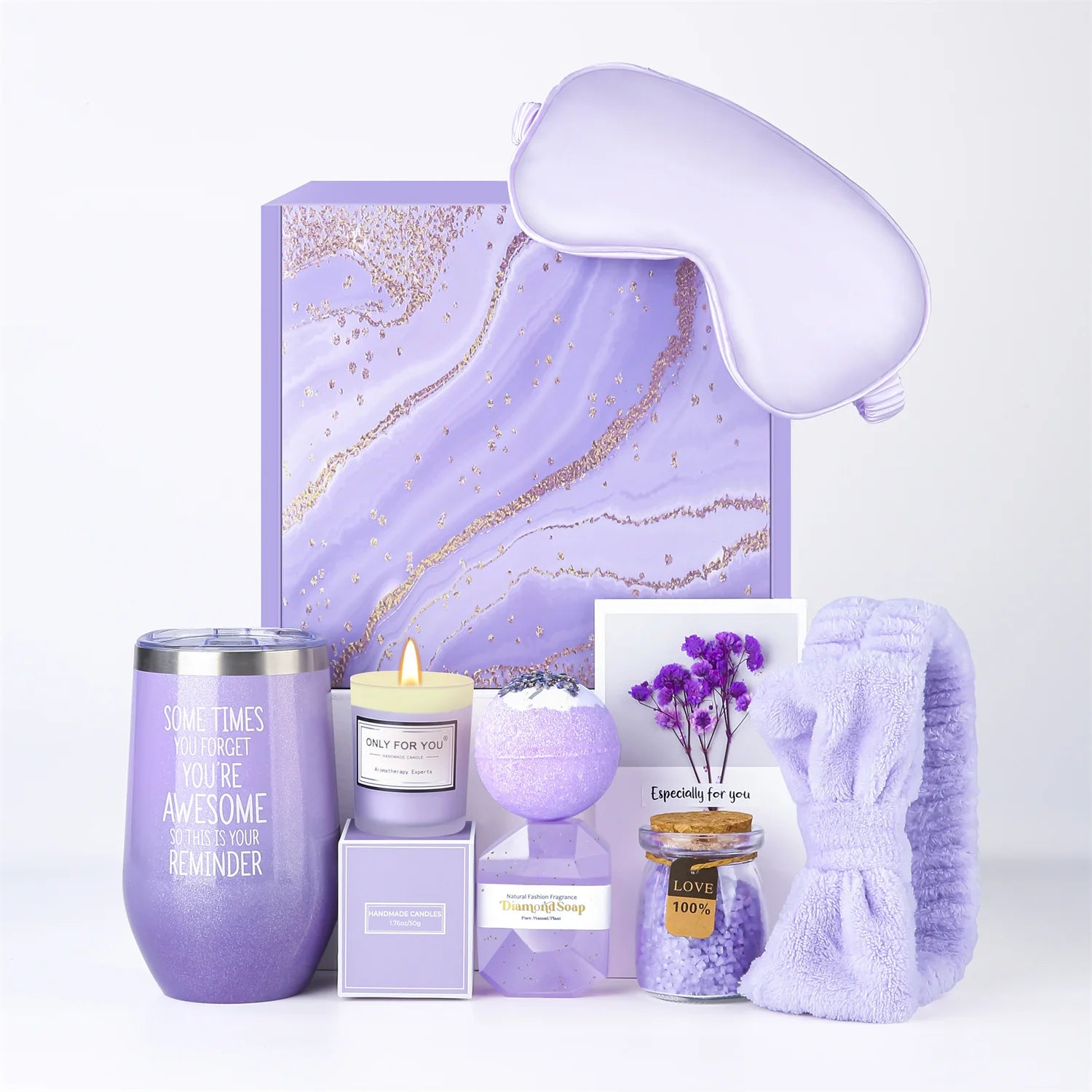 Promotional Luxury Unique Corporate Candle Tumbler Wedding Souvenirs Get Well Christmas New Year Bath Spa Gift Sets for Women