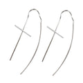 WMZE003 Minimalist S925 Sterling Silver Drop Earrings Cross Trendy Ear Wire Cross Design for Weddings Parties Gifts for Women