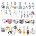 Fashion Bracelet Necklace DIY Accessories Charm Plata 925 S925 Silver Butterfly  Heart Shape Eyes Charms for Jewelry Making