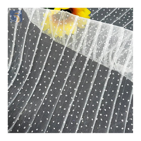 Wholesale Prices Polyester Crepe Pleated Tulle Silver Sparkle Glitter Tulle Mesh Fabric for Wedding 5 Yards