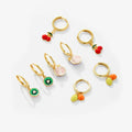 FUAMAY 2022 Trend Classic Gold Plated Enamel Hoop Earrings Orange and Lemon Drop Design Fashionable Aros Style for Gift