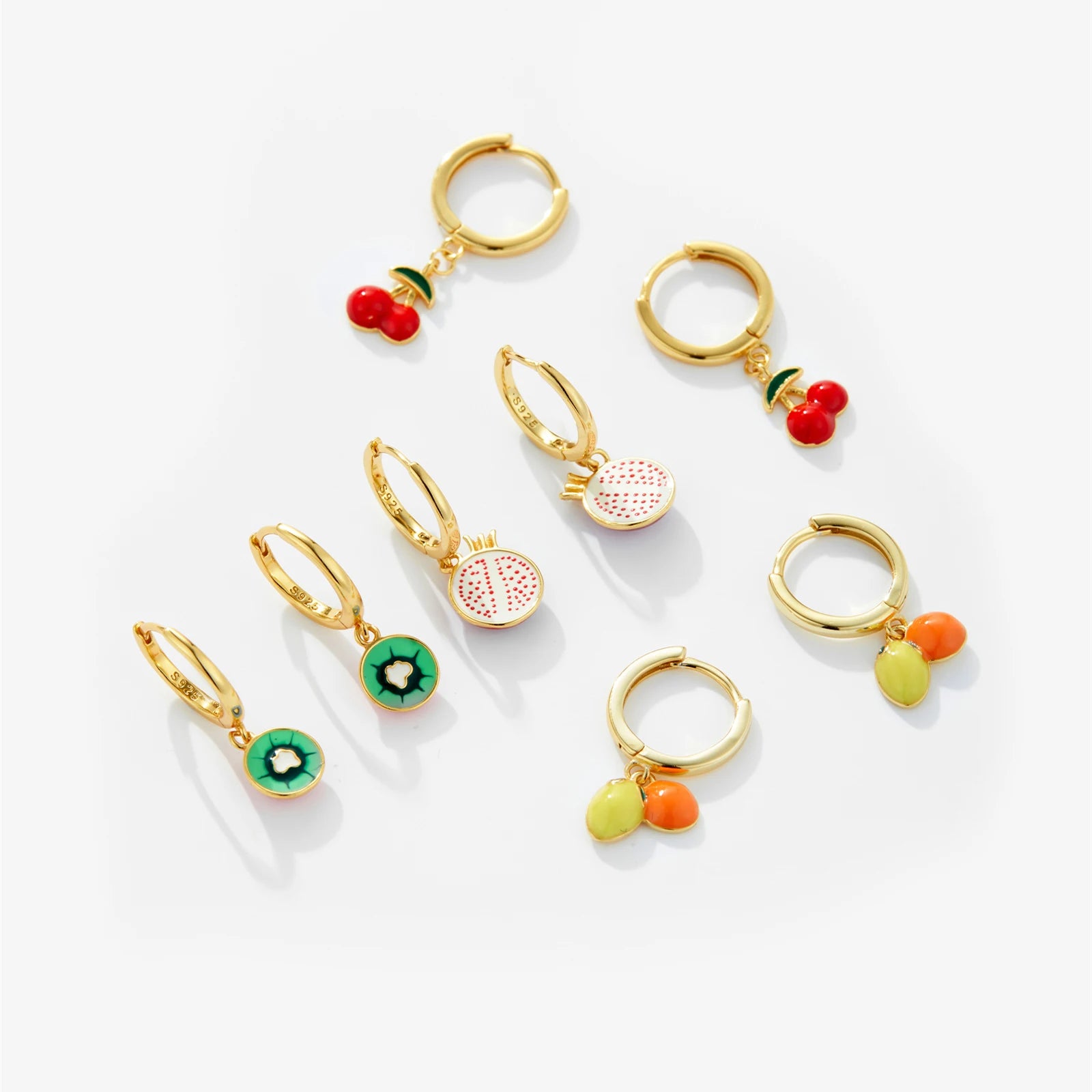 FUAMAY 2022 Trend Classic Gold Plated Enamel Hoop Earrings Orange and Lemon Drop Design Fashionable Aros Style for Gift