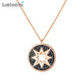 LUOTEEMI Jewelry Woman Charm Pendant Cz Black CZ Diamond Star Dainty Hip Hop Trendy Round Disc Necklace