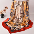 2026 New Big square Scarf Printing Fashion New Chain Leather Buckle 90x90 square Satin Scarf Printing Silk Scarf