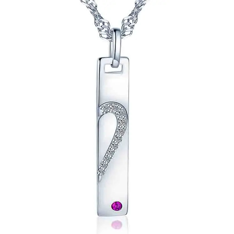 Hang Card  Heart Necklace 925 Silver Diamond Necklace for Woman