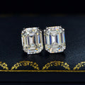 925 Sterling Silver Jewelry Moissanite Diamond Cubic Zirconia 8x10mm White Color Emerald Cut Moissanite Earrings