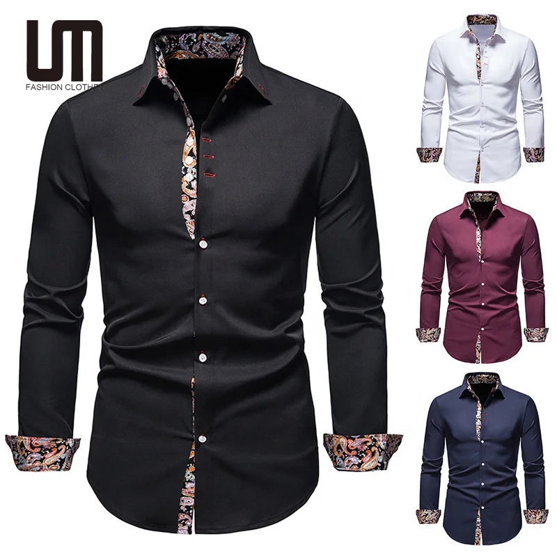 Liu Ming Cheap Wholesale Fashion Men Casual Business Printed Long Sleeve Plus Size Shirt