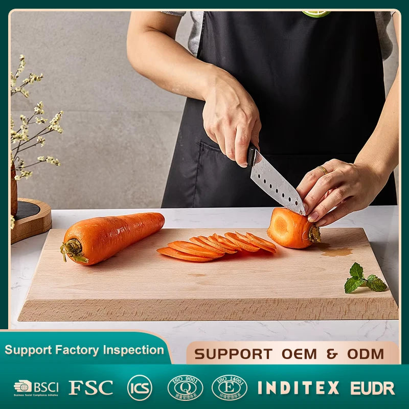 Eco-friendly Kitchen Large Size Rectangle Beech Wood Chopping Board for Cutting Vegetables Meat Fruits