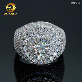 Top Sale Luxury Men Diamond 925 Sterling Silver Iced Out Fine Jewelry Solitaire Pave Moissanite Hip Hop Ring