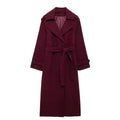 ZATRHMBM Winter Women's Coat 2024 New Double Breasted Trench Coat Retro Belt Long Classic Women's Top