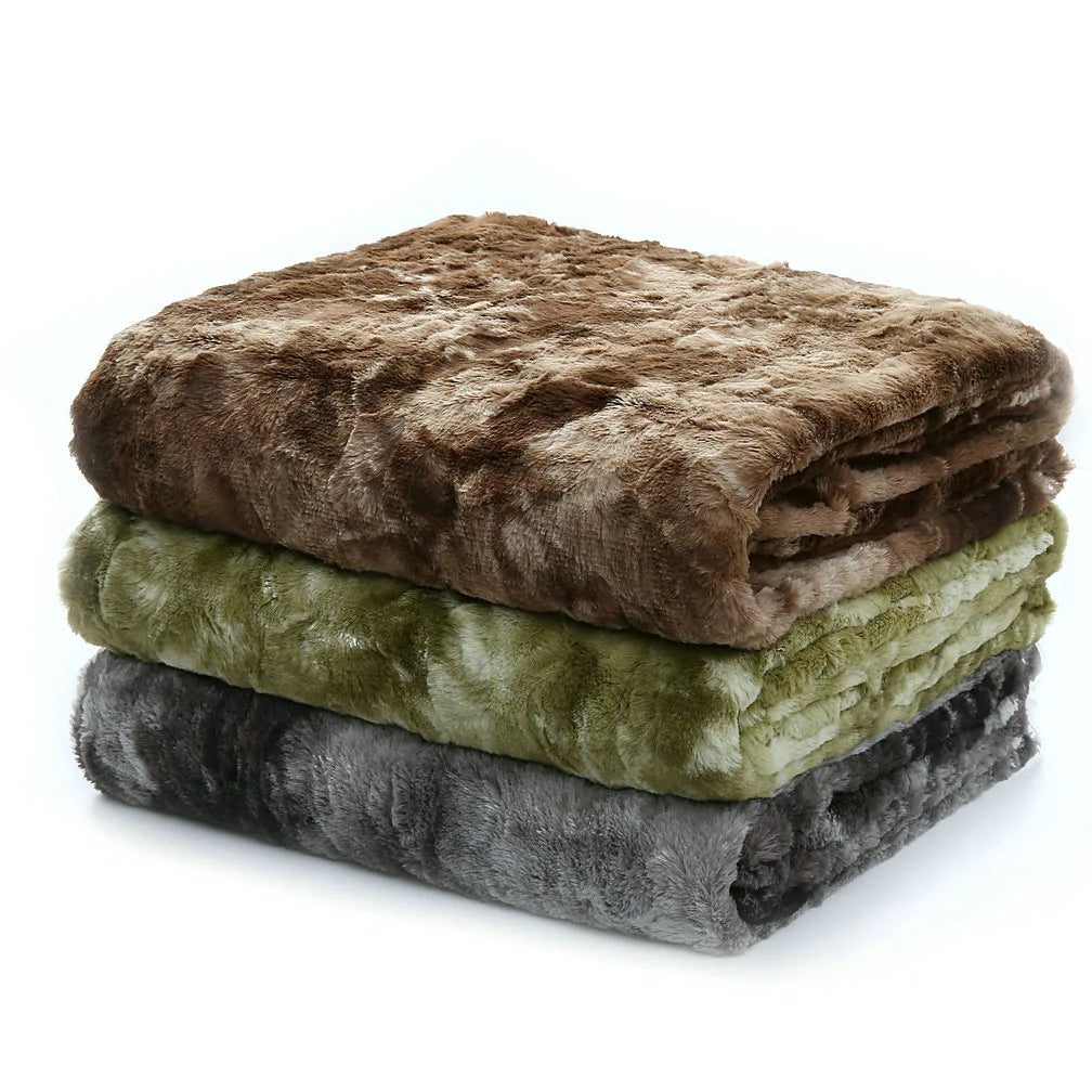 New Design Soft Fuzzy Faux Fur Woven Double Sided King Size 100% Polyester Luxury Plush Throw Blanket Anti-Pilling Winter