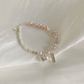 Pink Freshwater Pearl Broken Silver Beaded Bracelets 925 Sterling Silver Charm Heart Shape Women Bracelets Fine Jewelry