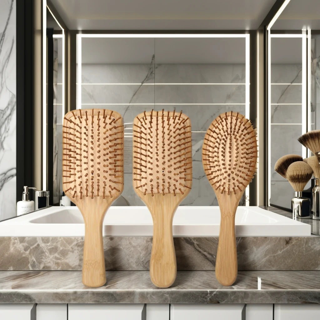 Wooden Factory Hair Brush Massage Comb Custom Logo Hair Combs Bamboo Brush Hair with Wood BSCI for Home Salon Promotion Travel