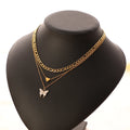 Wholesale butterfly Stainless Steel Gold Plated Butterfly Necklace Three Layer Gold Filled Figaro Chain Butterfly Necklace