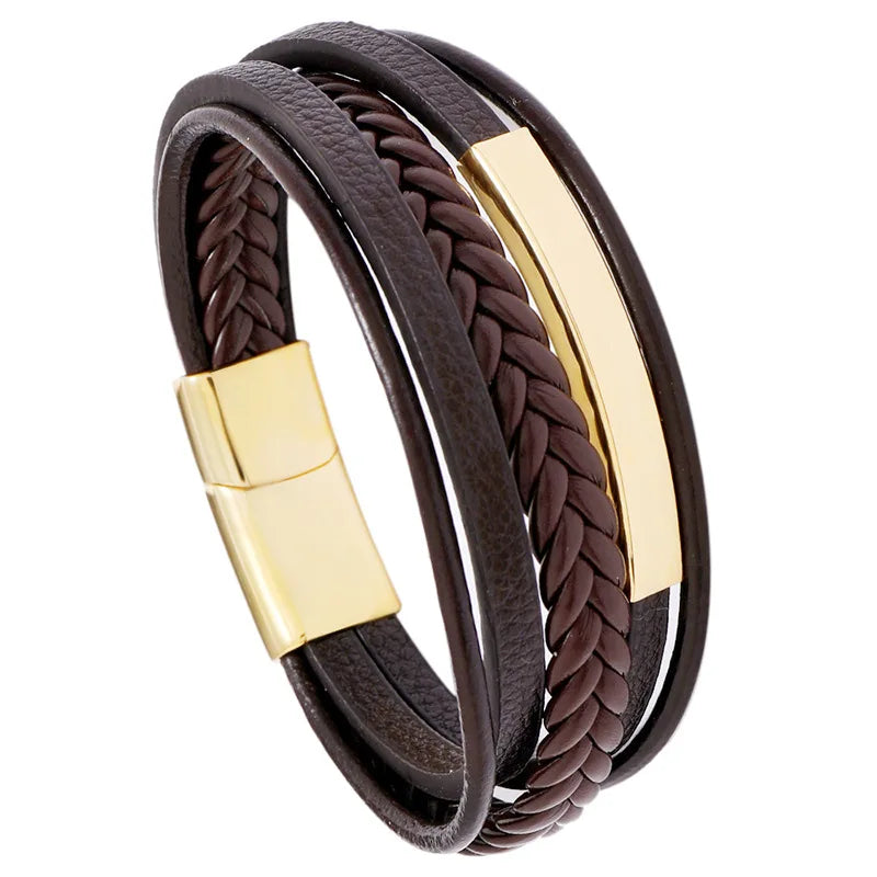 Simple All-match Men's Stainless Steel Cuff Bracelets Student New Black Gun Plated Geometric Europe & US Style