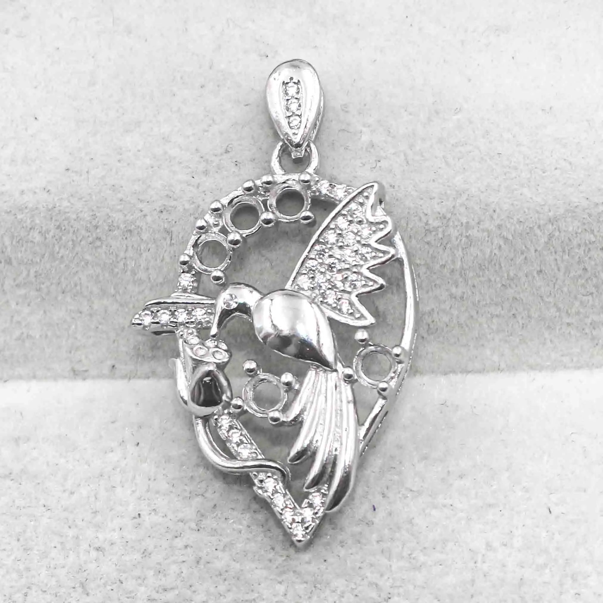 Sterling Silver 3*3mm Semi Mount Pendant Empty Frame Blank Support Setting S925 Base Holder Without Center Stone for DIY Inlay
