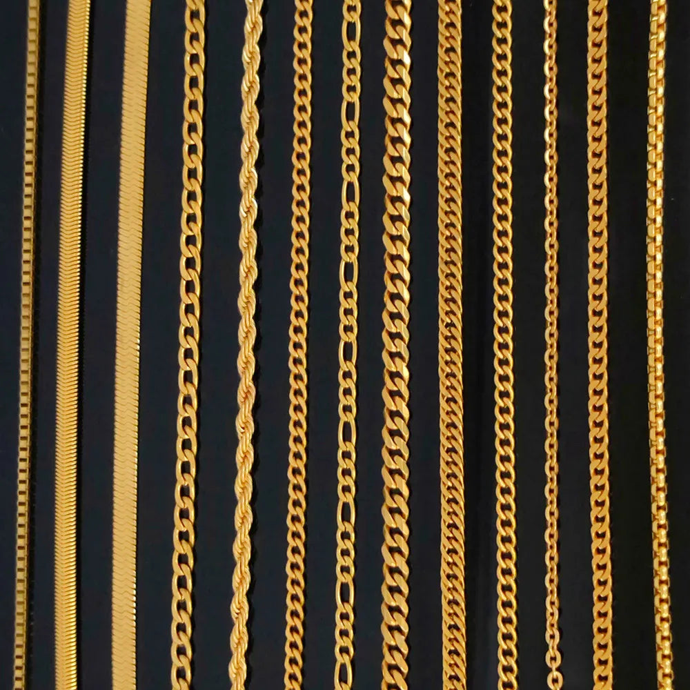 Multiple Styles Wholesale 18K Figaro Herringbone Choker Chain Gold Necklace Chain for Women Men Trendy Jewelry Accessories