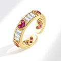 Fashion Light Luxury Brass Ring Gold Plated Adjustable Open Ring Cute Heart Zircon Ring for Women Girls Jewelry