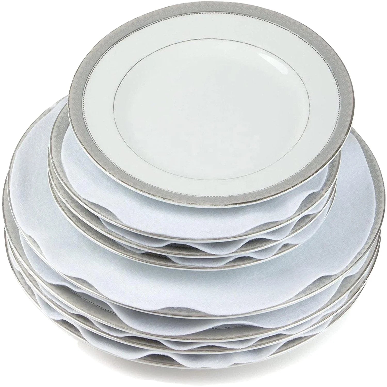 Hot Sale Set 48 White Thick Premium Soft Felt Plate Protectors Cross China Pots Pans Storage Dividers Direct Factory Supply