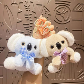 Cute Bow Tie Kola Plush Keychain 15cm Keyring Plush Doll Stuffed Animal Toys Koala Bear Women DIY Accessories Bag Pendant Gift