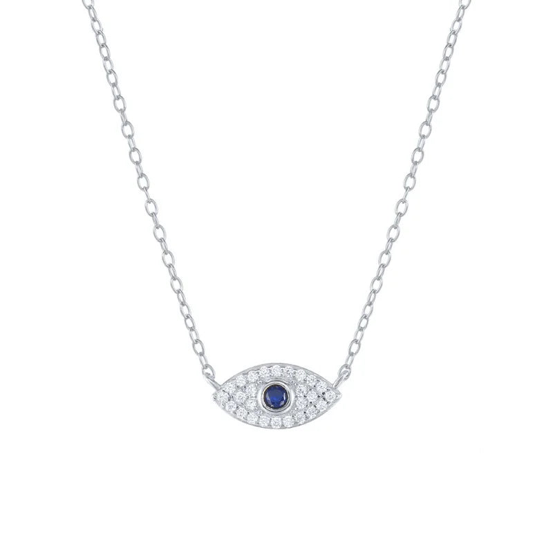 Fashionable 925 Sterling Silver Pendant Necklace for Women Blue Eyes 18K Gold Plated Trendy Style Zircon for Weddings Parties