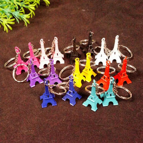 Paris Travel Souvenir Couple Friend Gift 3D Retro Mini Colorful Retro French Eiffel Tower Key Chains Holder Metal Split Key Ring