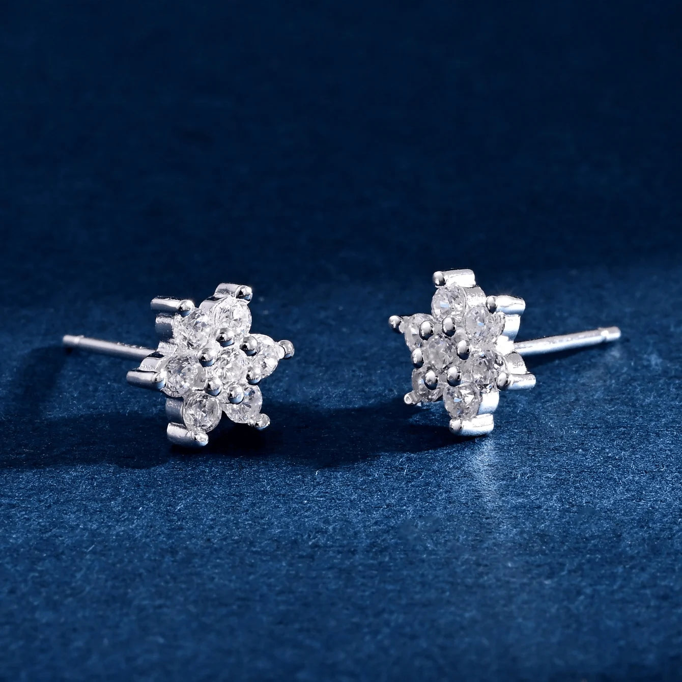 Wholesale Earrings Jewelry Rhodium Plated Cubic Zirconia Star Flower Stud Earring 925 Sterling Silver Fine Jewelry Earrings