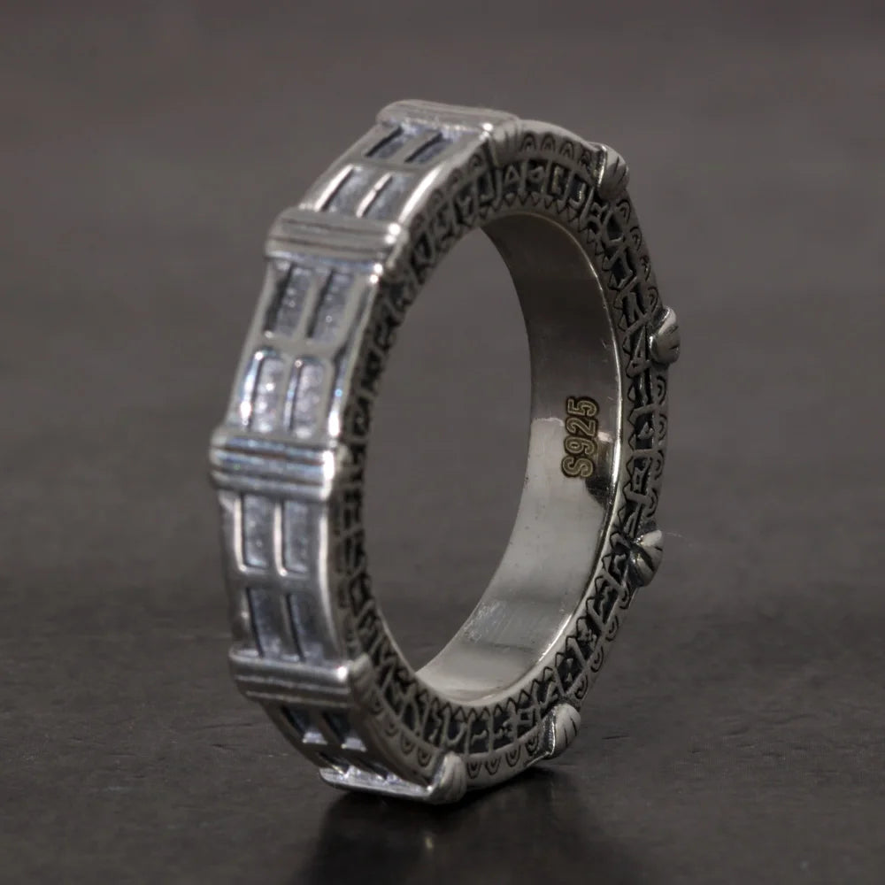 Real 925 Sterling Silver Stargate Rings for Fans Massive Transportation Device in Stranger Things TV Show Cosplay Christmas Gift