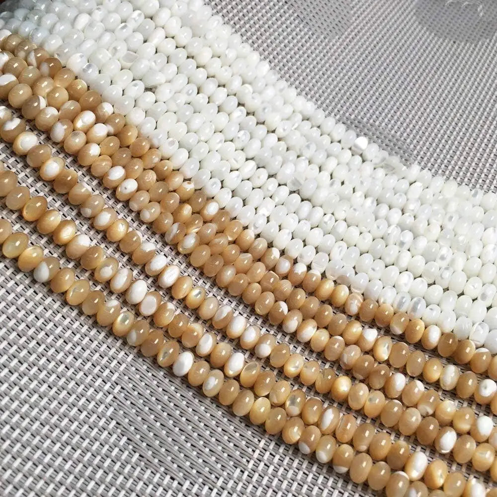 Natural Rondelle Trochus Shell Beads White Spacer Beads for DIY Jewelry Making 3x4mm/4x6mm/5x7mm 38cm Strand
