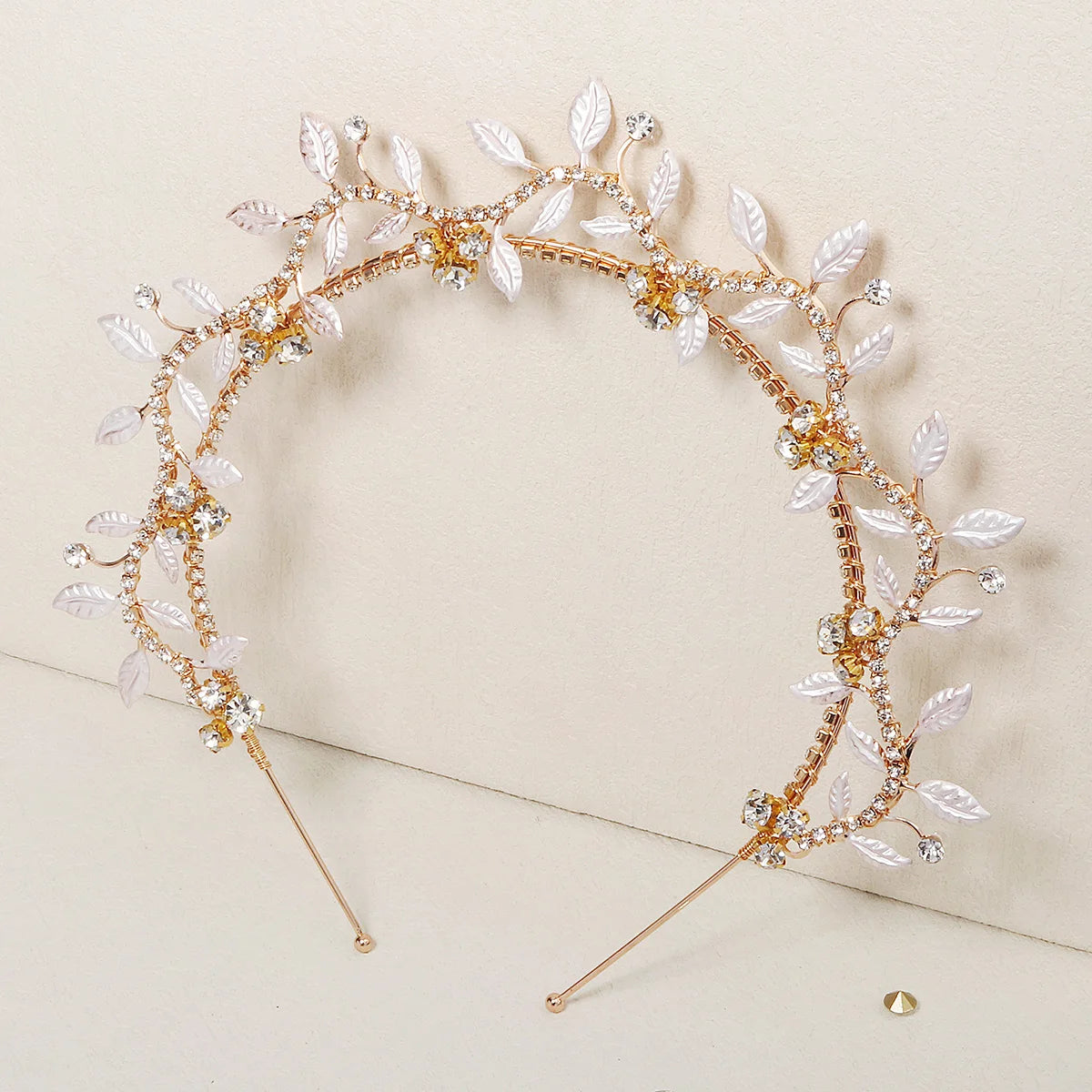 American Style Gold Metal Leaves Rhinestone Headband Fashion Girls  Headpieces  Hair Accessories Wholesale Hairband Headwear