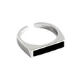 Wholesale Silver Plated Black Enamel Bar Signet Rings for Women