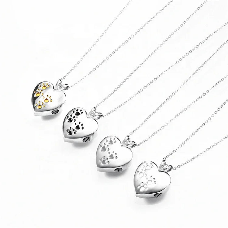 LIVE4U  RS20JPN15  Pet Ash Memorial   316 Stainless Steel   Dog  Paw Silver Pet Cremation Jewelry