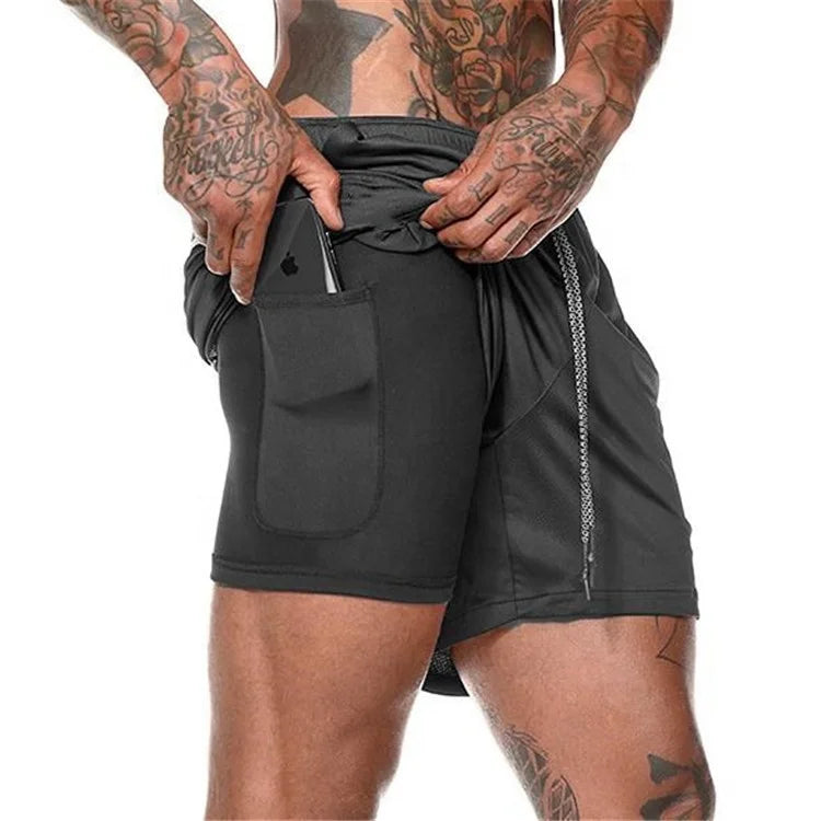 Wholesale Sports Leisure Outdoor Loose Double Decker Men's Running Fitness Shorts Pants