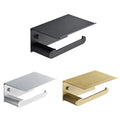 Bathroom Accessories  Matte Black Aluminum Toilet Paper Roll Holder With Phone Shelf