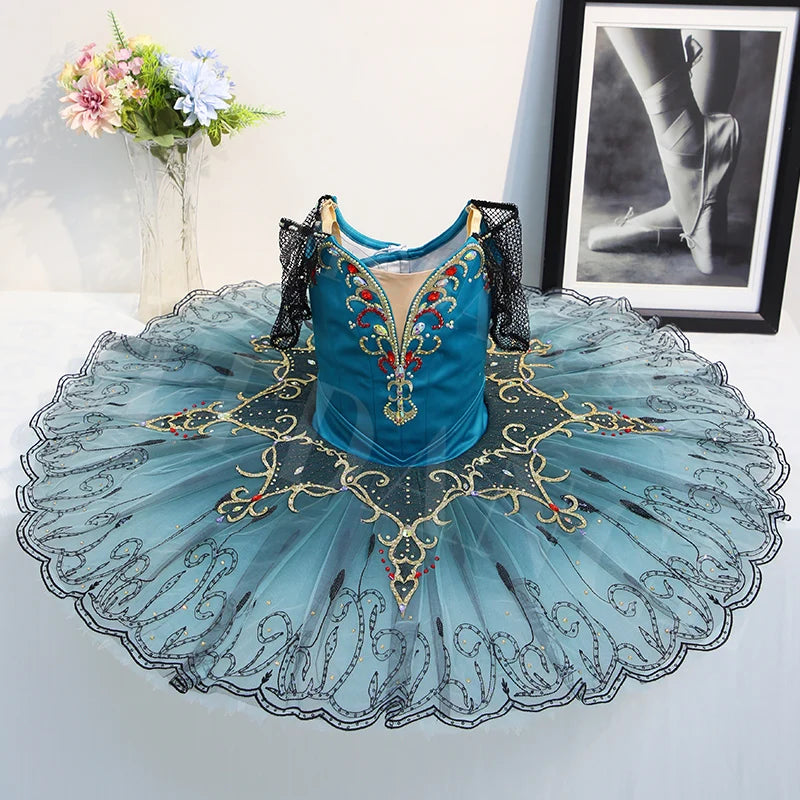 T0953 High Quality Adult Kids  Green  Stage Dancewear Skirt Ballet Professional Performance Tutu Dress