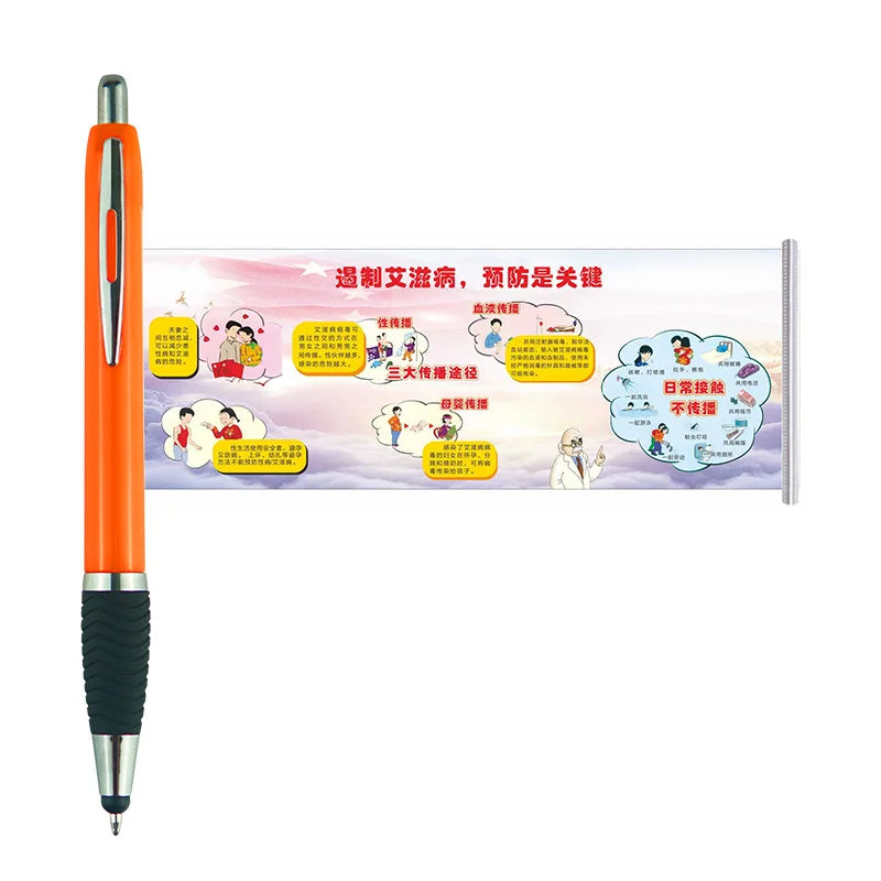 Promotional Adverting Business Pull Out Gift Plastic Ballpoint Pen with Paper