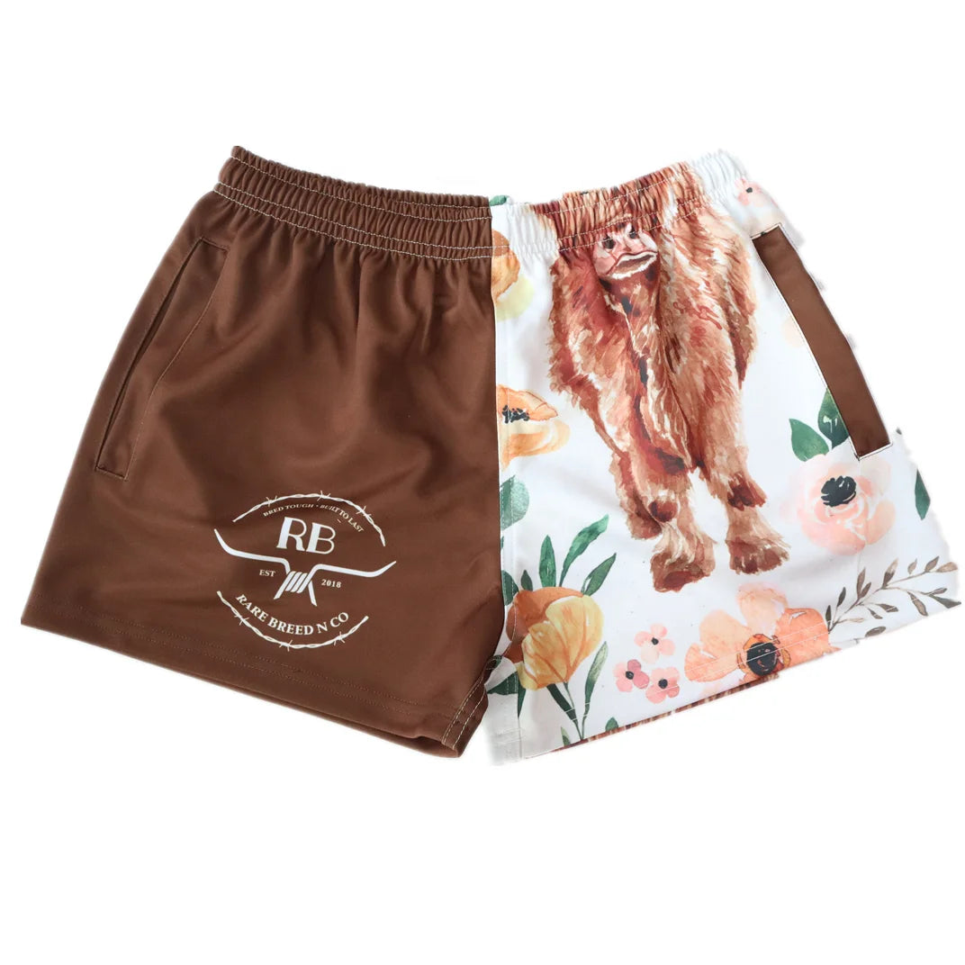 Manufacturer Harlequin Flower Custom Print Add Design Ladies Footy Rugby Shorts With Pockets and Zips