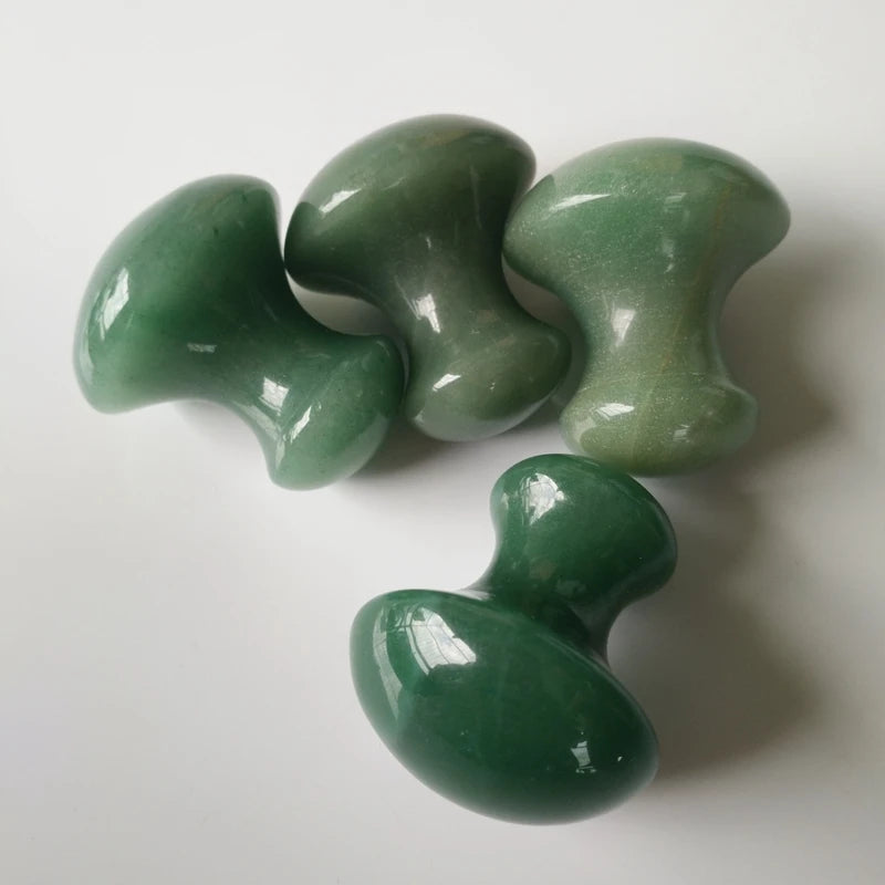 Huiying Natural Mushroom Shape Green Aventurine Gua Sha Board for Beauty and Personal Care